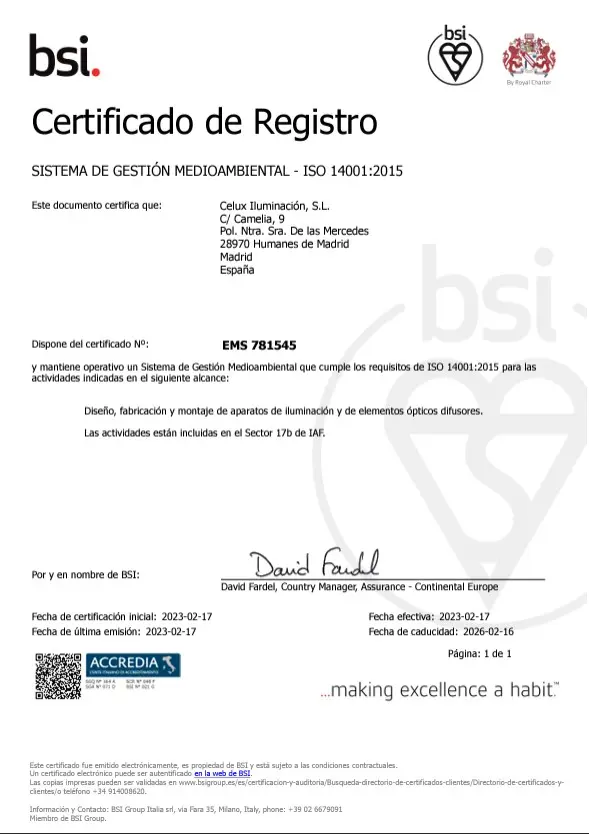 ISO 14001 - Celux Iluminación