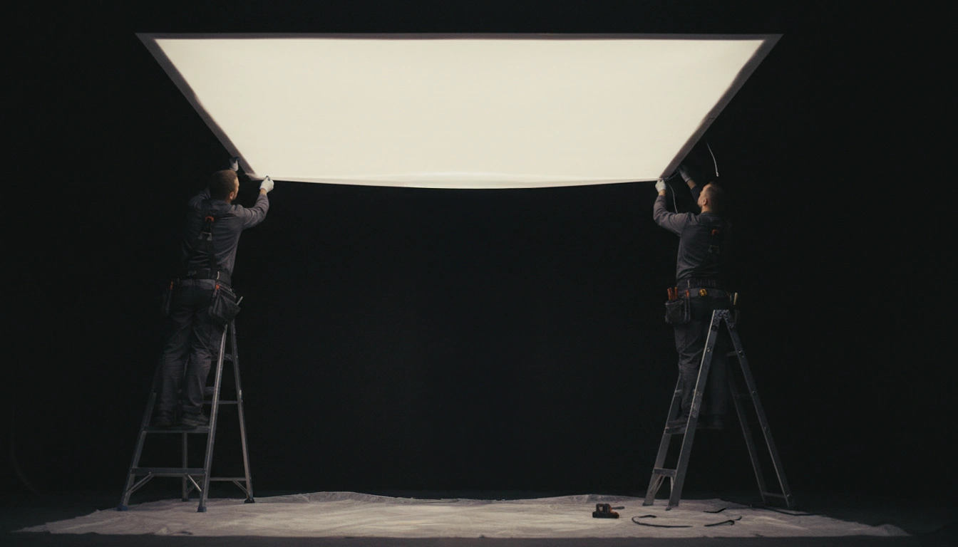 Asistencia técnica en obra para instalación de telas tensadas retroiluminadas