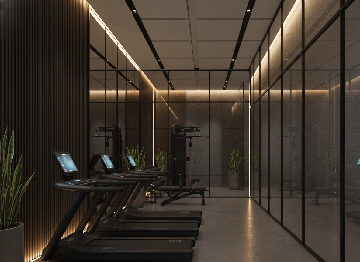 Gimnasio sin tela tensada retroiluminada